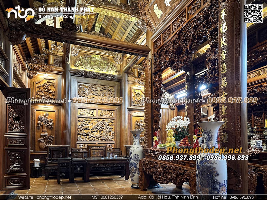 Công trình nhà gỗ 3 gian thực tế tại Giao Hoà - Ninh Bình